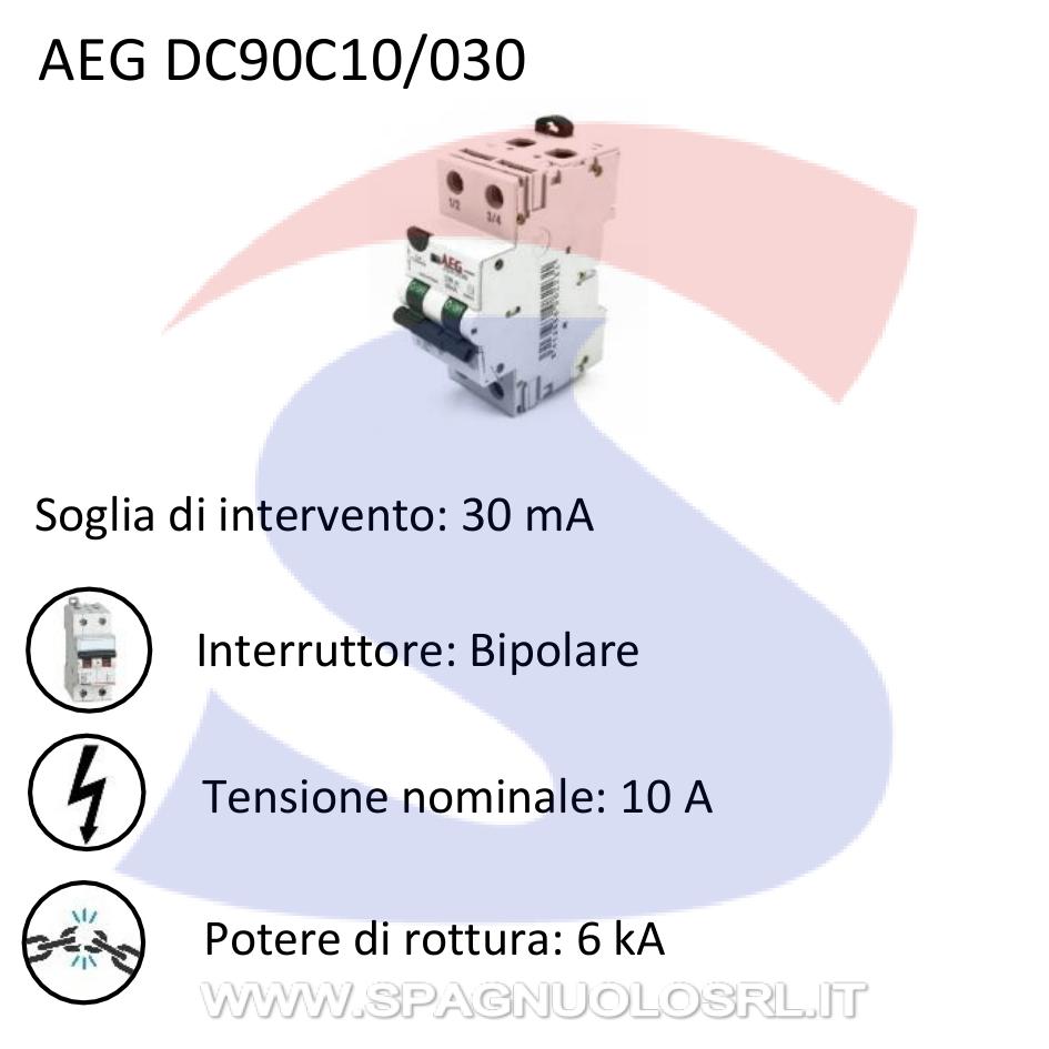 Interruttore automatico differenziale bipolare 10 A - AEG DC90C10/030