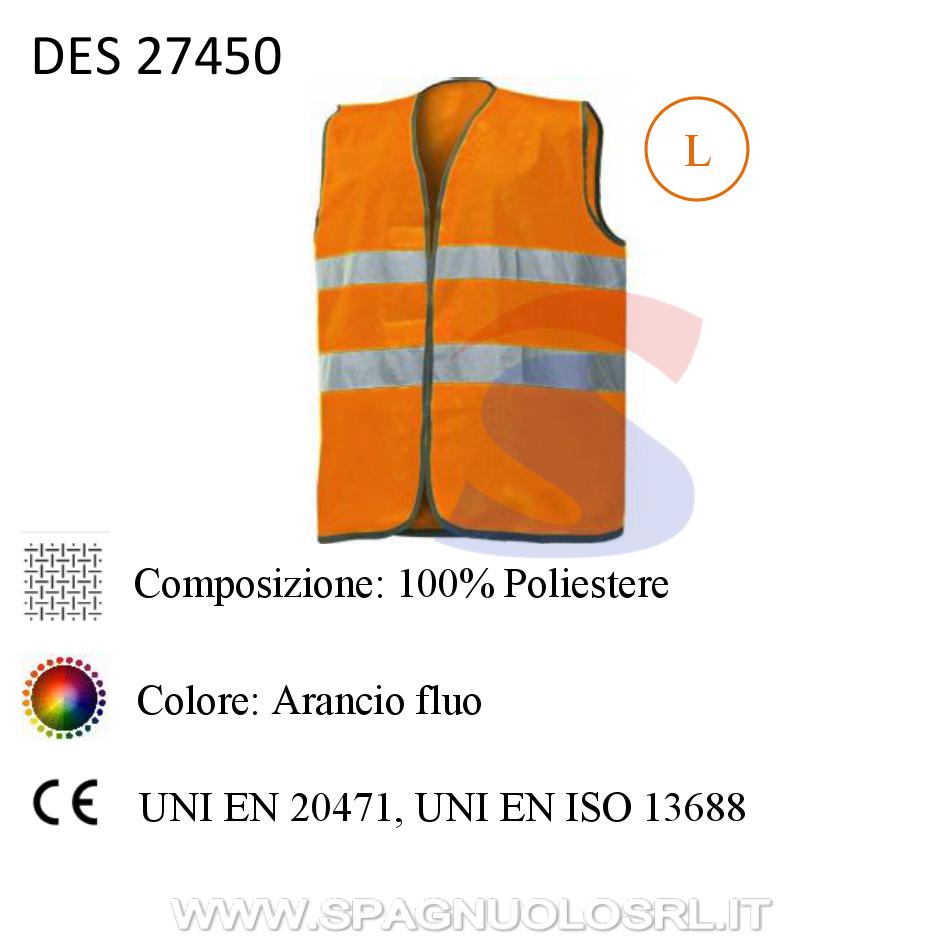 Gilet alta visibilità Taglia L, Arancio fluo - DE SANTIS 27450