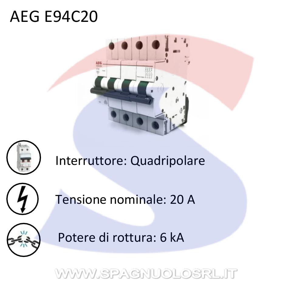 Interruttore automat. quadripolare Serie E90 AEG Elfa90 20 A - AEG E94C20