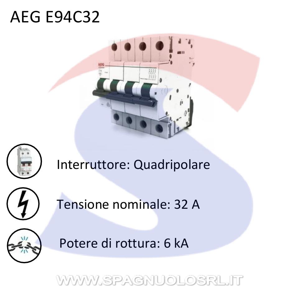 Interruttore automat. quadripolare Serie E90 AEG Elfa90 32 A - AEG E94C32