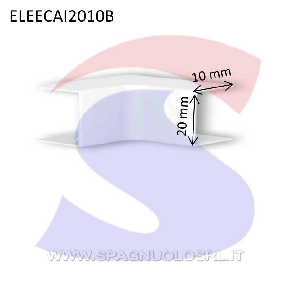 Angolo interno 20x10 mm Bianco RAL 9001 in PVC - ELETTROCANALI ECAI2010B