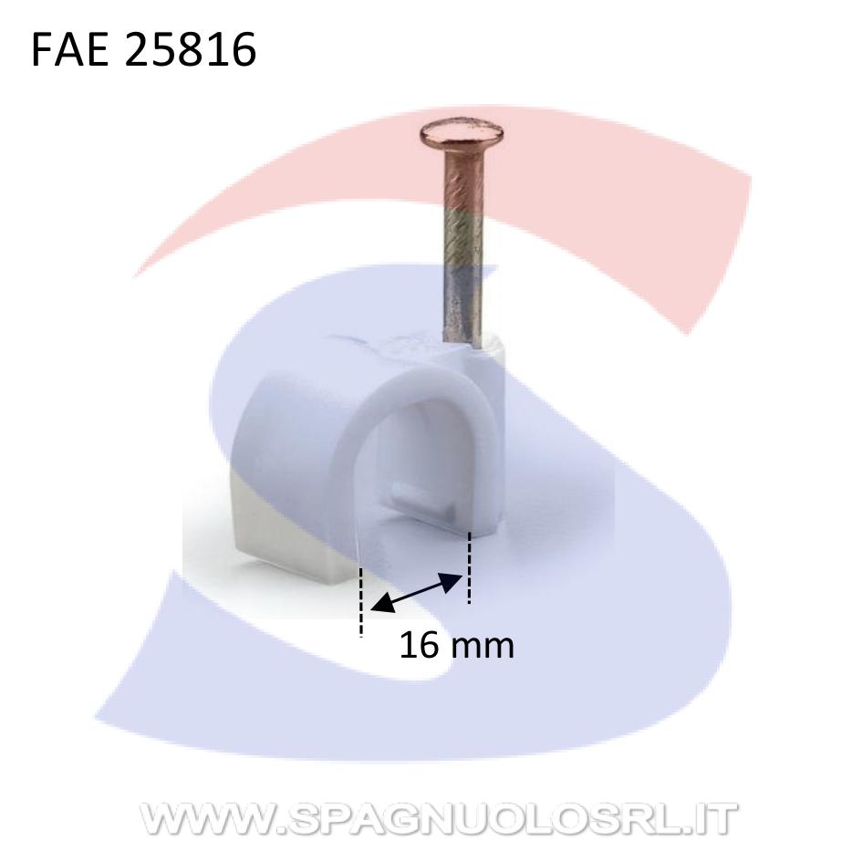 Graffetta con chiodo per cavo Ø 16 mm Grigia - FAEG 25816