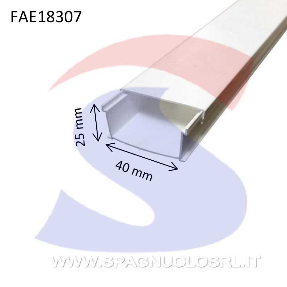 Canale portacavi 40 x 25 mm Bianco RAL 9010 - FAEG 18307