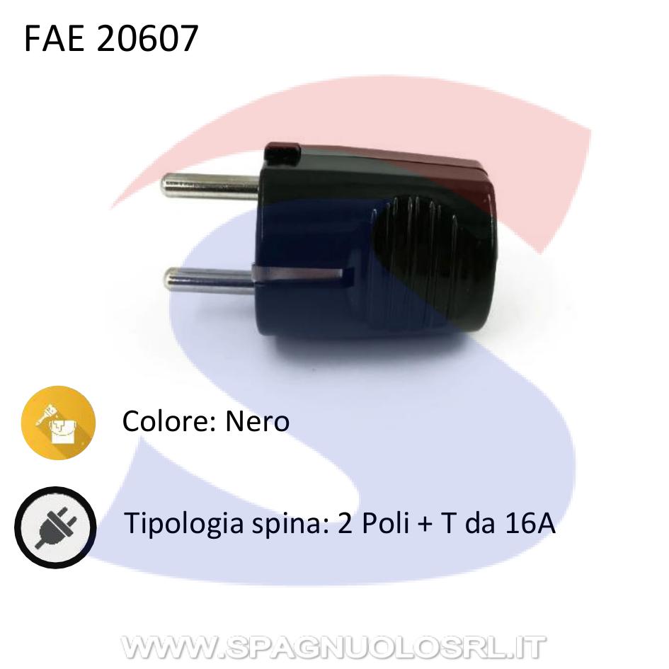 Spina mobile FAEG 2 Poli+T 16 A, Nera - FAEG 20607