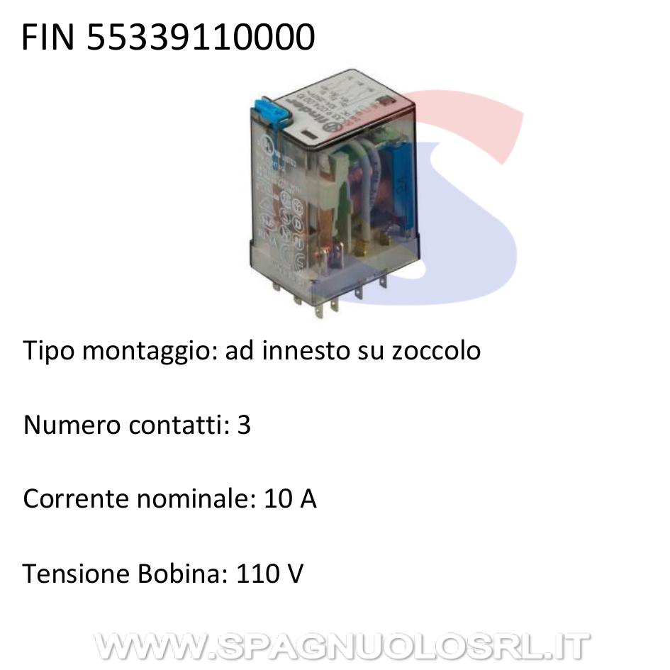 Relè serie 55 ad innesto su zoccolo 3 contatti, 10 A - FINDER 55339110000