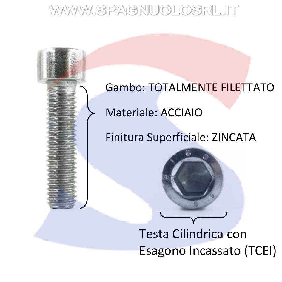 Vite TCEI 8.8 Totalmente Filettata Zincata 10X30 mm - VITI VITTCEIZNM10X30