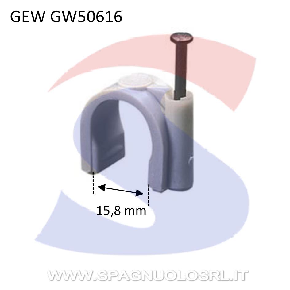 Graffetta con chiodo per cavo Ø 15-16 mm Grigio RAL7035 - GEWISS GW50616