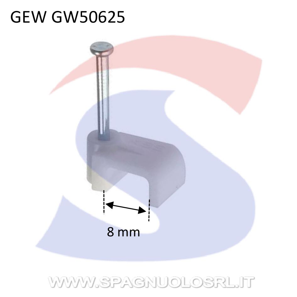 Graffetta con chiodo per cavo piatto 10-11 mm Bianca - GEWISS GW50625