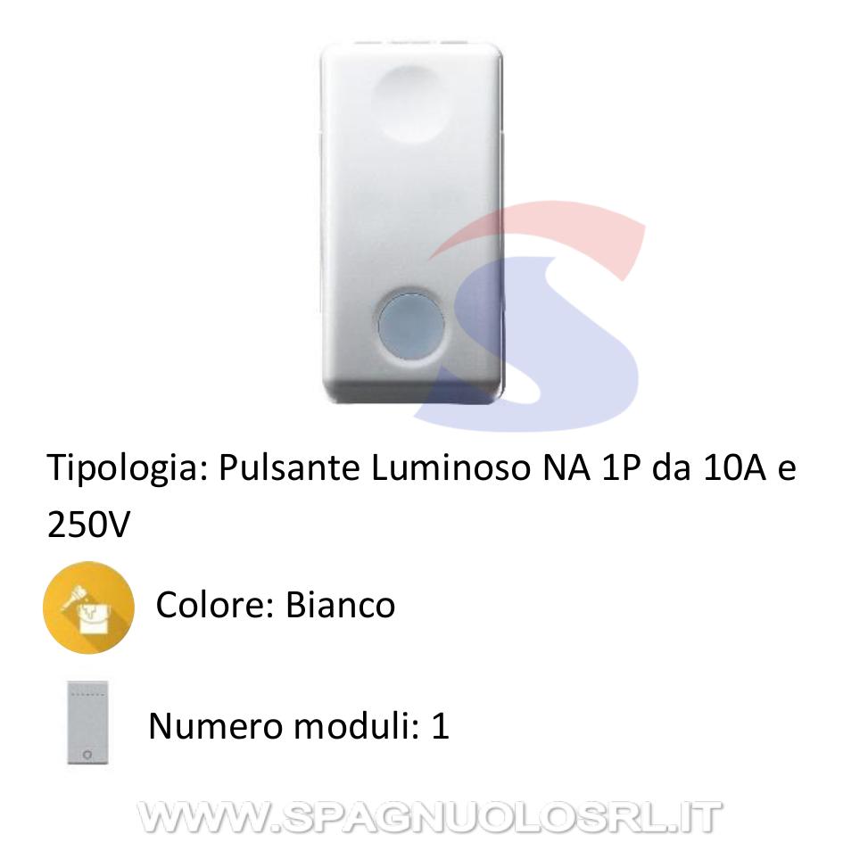 Pulsante luminoso serie "SYSTEM" NA 10A 250V, Bianco - GEWISS GW20515