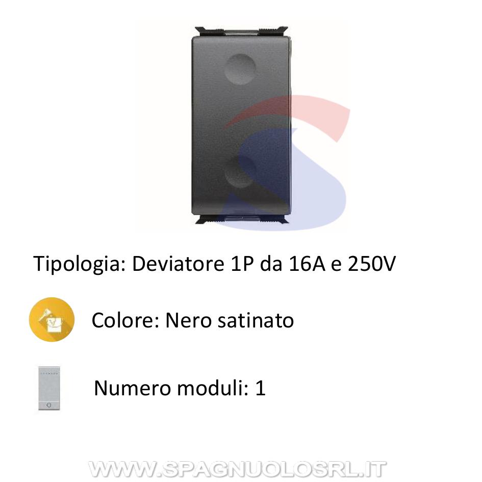 Deviatore serie "PLAYBUS" 16A 250V, Nero satinato - GEWISS GW30011