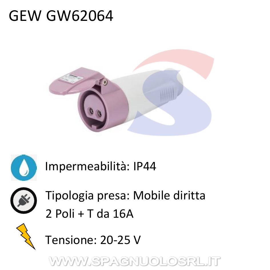 Presa mobile diritta 2P da 16 A 20-25 V, Viola - GEWISS GW62064