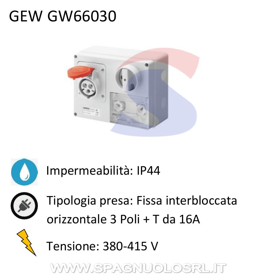Presa fissa orizzontale 3P + T 16A 380-415 V, Rosso - GEWISS GW66030