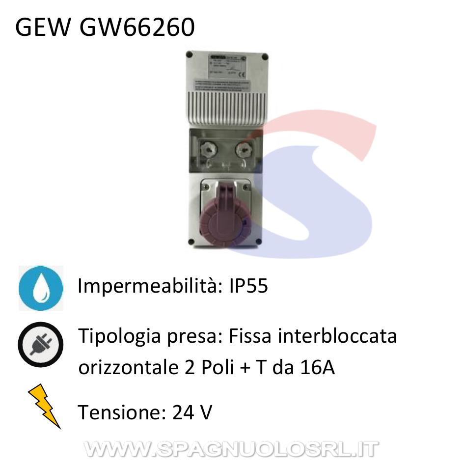 Presa interbloccata con portafusibili 2P da 16A 24 V - GEWISS GW66260