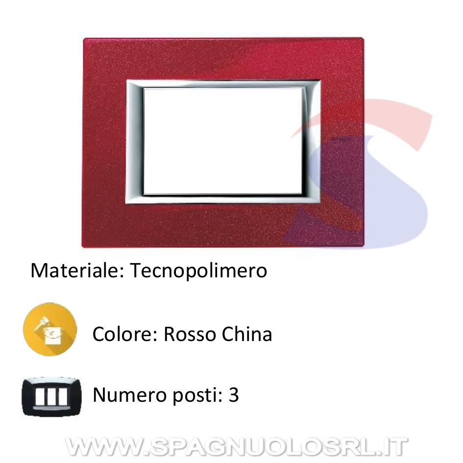 Placca 3 posti colore Rosso China serie Axolute - BTICINO HA4803RC