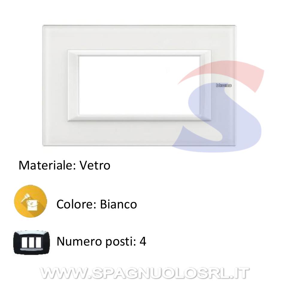 Placca in vetro 6 posti colore Bianco serie Axolute - BTICINO HA4806VBB