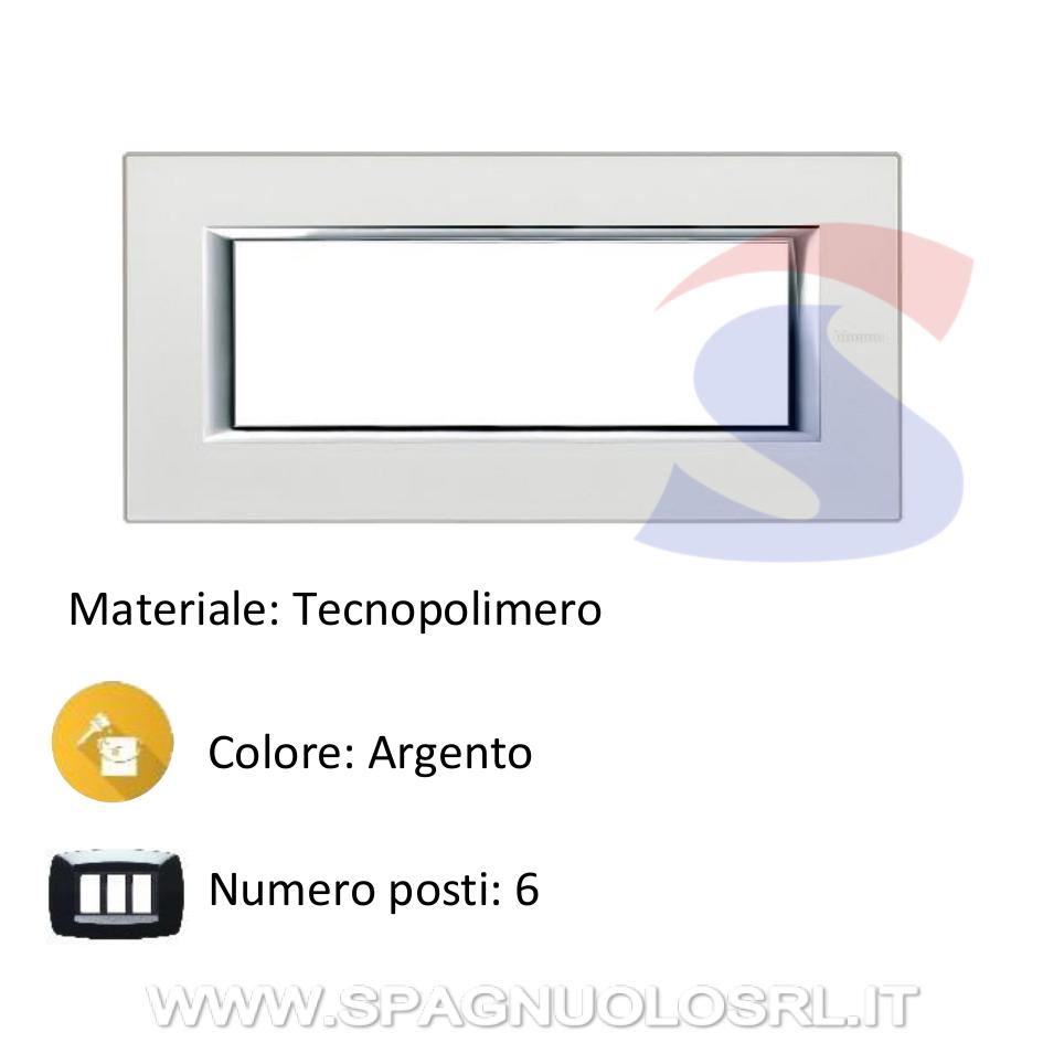 Placca 6 posti colore Argento serie Axolute - BTICINO HA4806SA