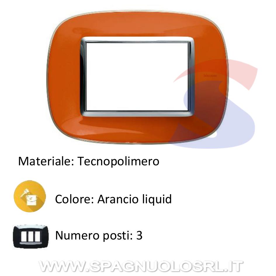 Placca 3 posti colore Arancio liquid serie Axolute - BTICINO HB4803DR