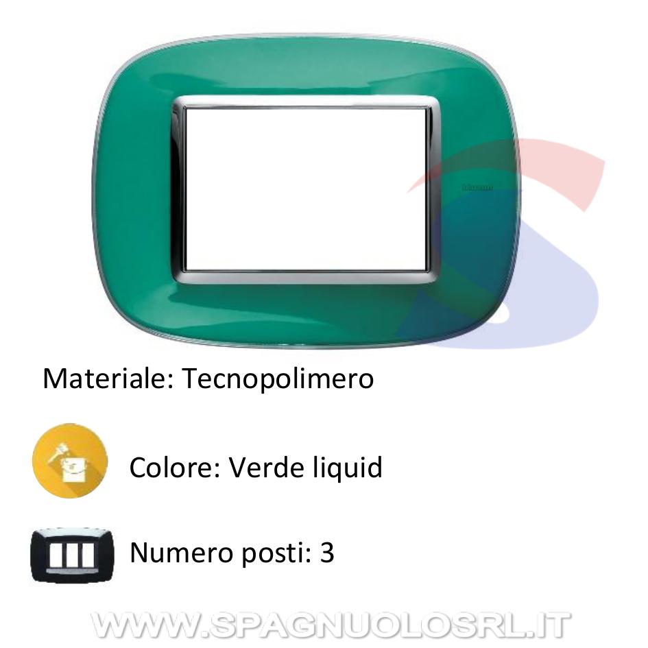 Placca 3 posti colore Verde liquid serie Axolute - BTICINO HB4803DV