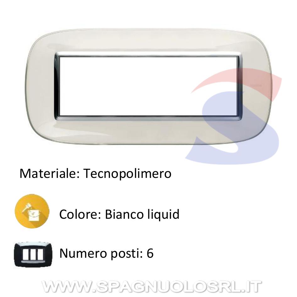 Placca 6 posti colore Bianco liquid serie Axolute - BTICINO HB4806DB