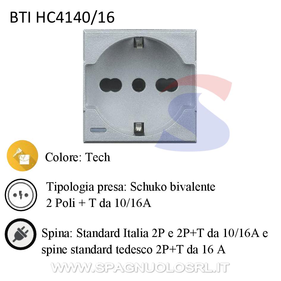 Presa Schuko bivalente P17/11 2P + T serie "Axolute", Tech - BTICINO HC4140/16