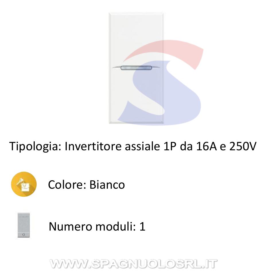 Invertitore assiale serie "AXOLUTE" 1P 16A e 250V, Bianco - BTICINO HD4004