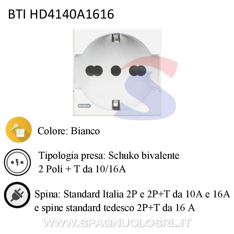 Presa Schuko bivalente P17/11 2P + T serie "Axolute", Tech - BTICINO HD4140A16