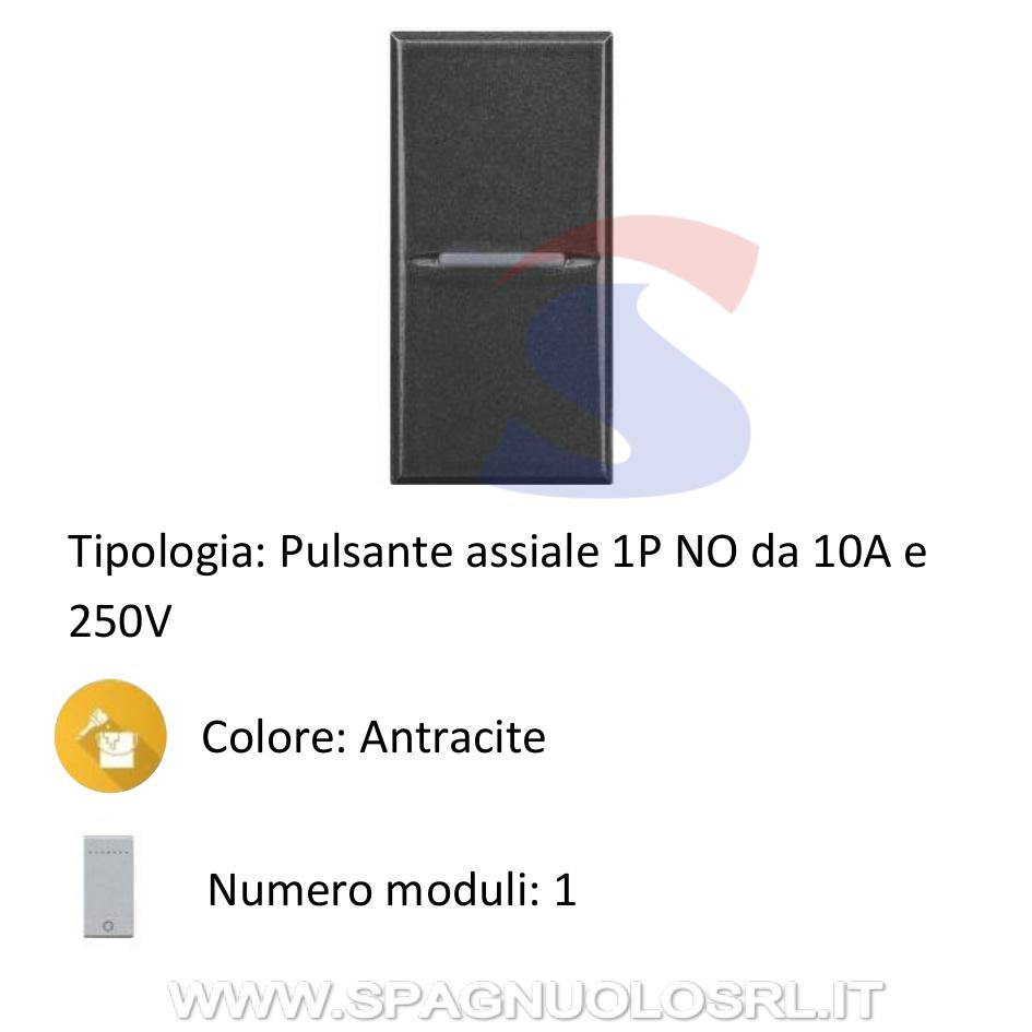 Pulsante serie "AXOLUTE" assiale NO 1P 10A 250V, Antracite - BTICINO HS4005