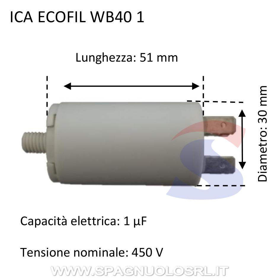 Condensatore per avviamento da 1 µF e 450 V - ICAR ECOFILWB40 1