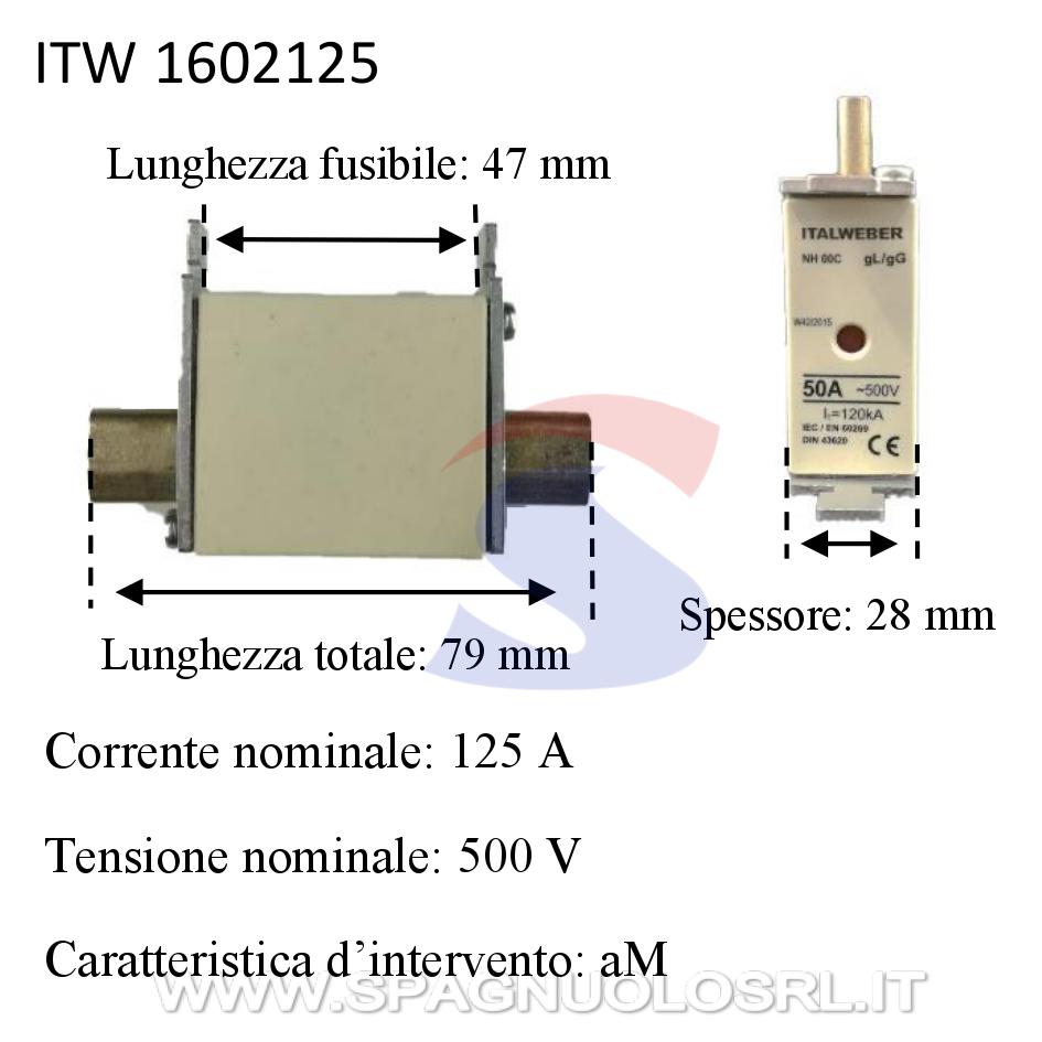Fusibile a coltello tipo NH00 in steatite curva aM 125A 500V - ITALWEBER 1602125