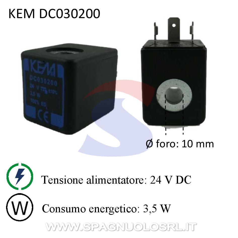 Bobina di ricambio per elettrovalvola 24 V DC 3,5 W - KEM DC030200