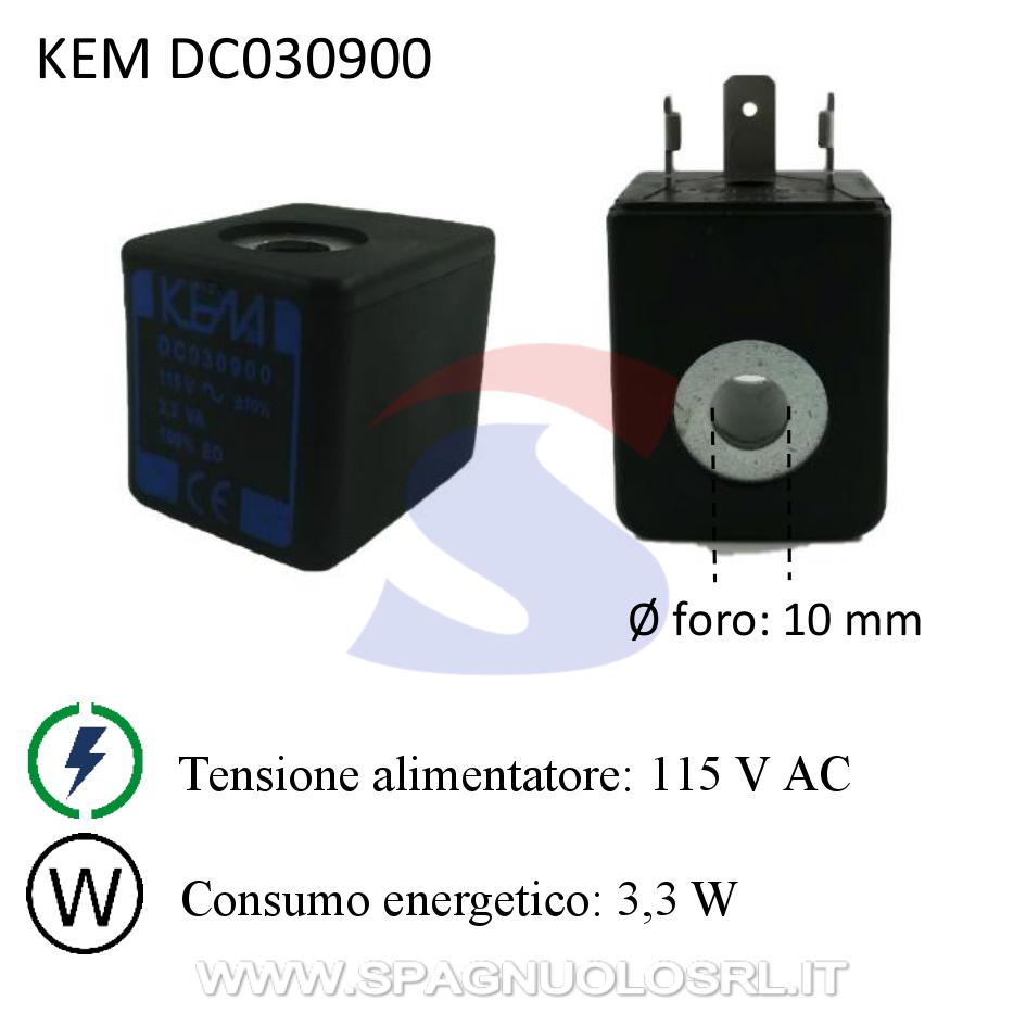 Bobina di ricambio per elettrovalvola 115 V AC 3,3 W - KEM DC030900