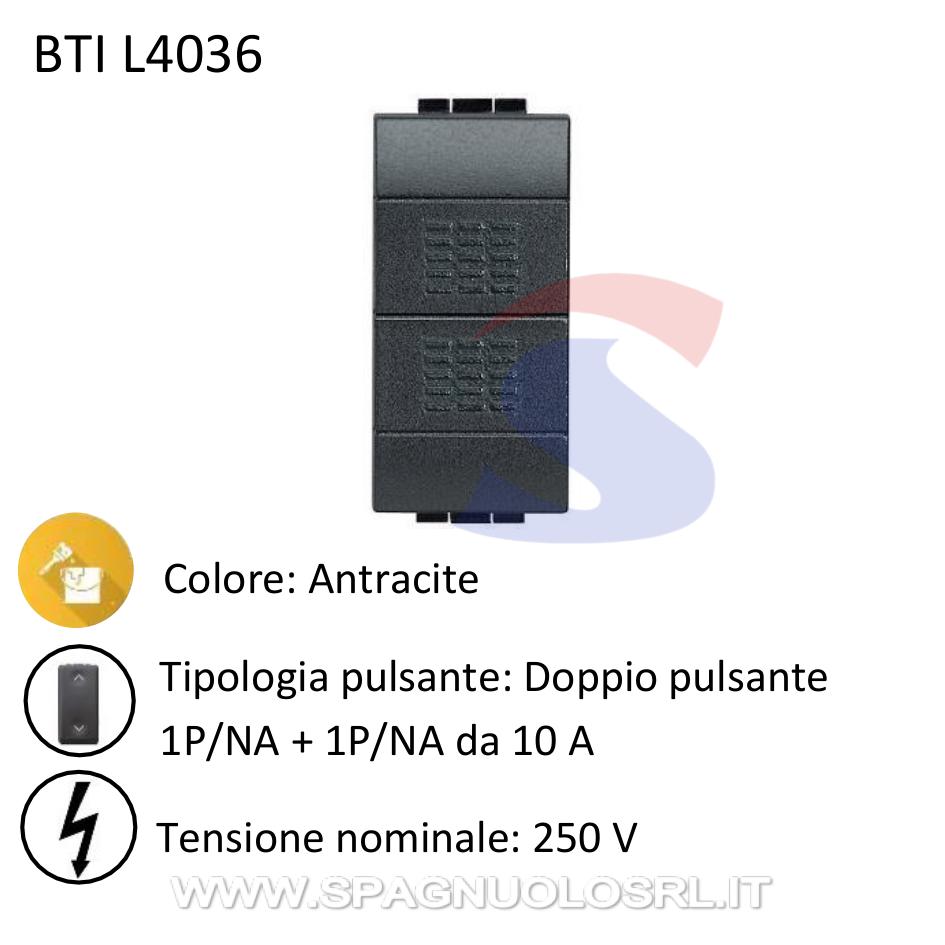 Doppio pulsante da 10 A serie "LivingLight", Antracite - BTICINO L4036