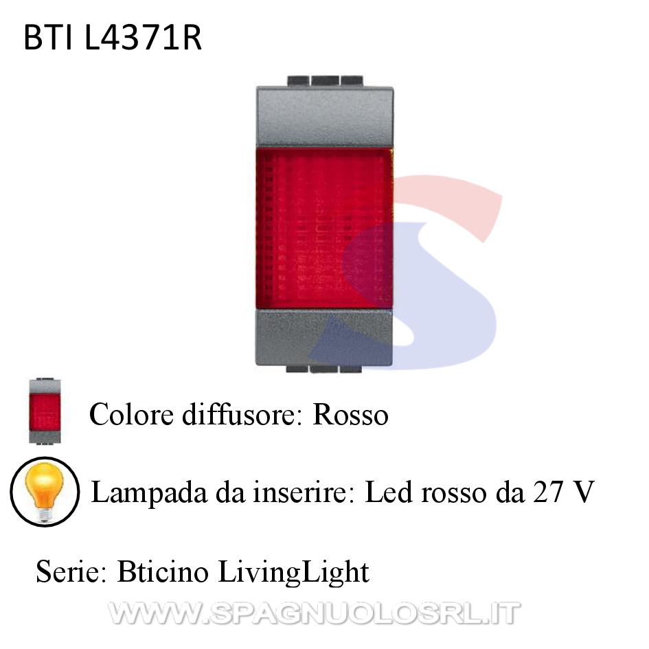 Portalampada con diffusore colore Rosso serie LivingLight - BTICINO L4371R