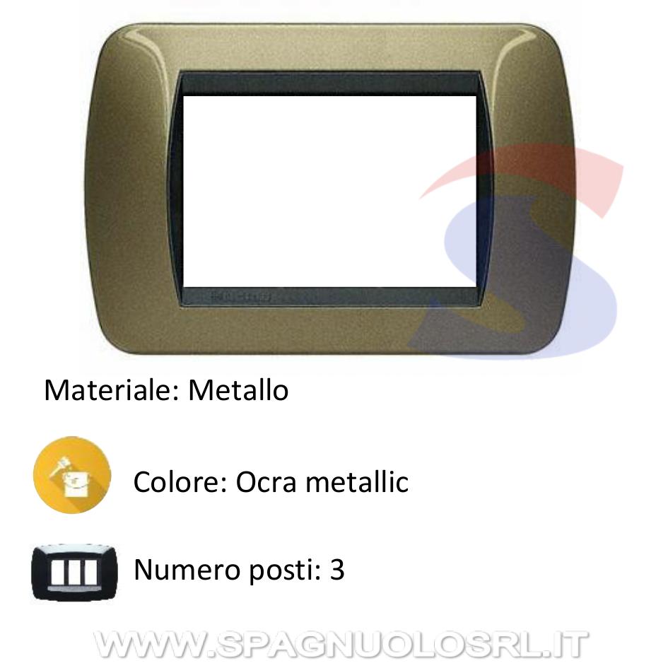 Placca 3 posti color Ocra metallic serie LivingInternational - BTICINO L4803OT