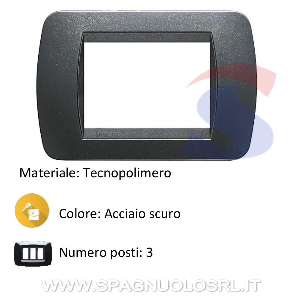 Placca 3 posti color Acciaio scuro serie LivingInternational - BTICINO L4803PA