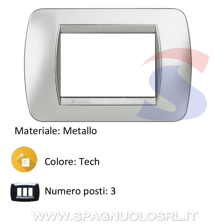 Placca 3 posti color Tech serie LivingInternational - BTICINO L4803TE