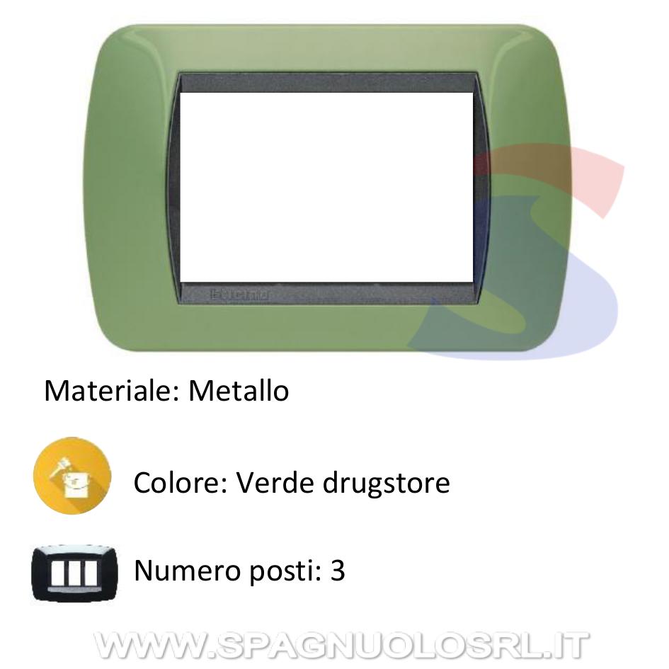 Placca 3 posti Verde drugstore serie LivingInternational - BTICINO L4803VR