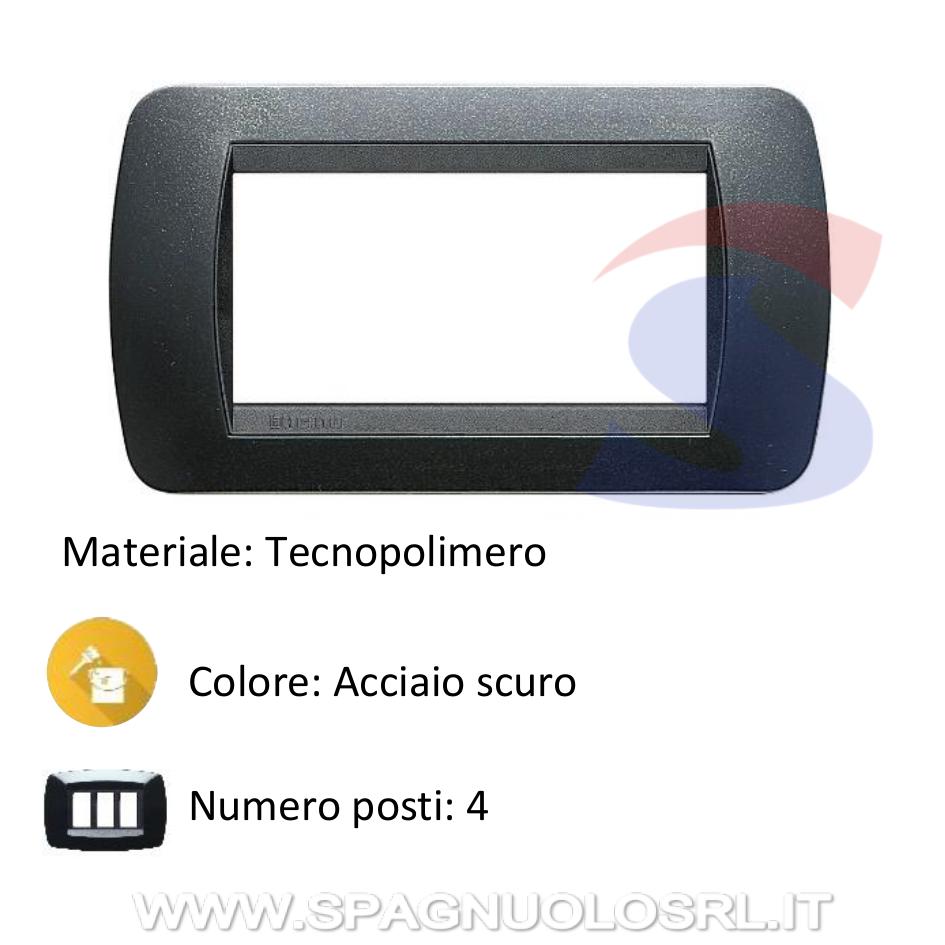 Placca 4 posti Acciaio scuro serie LivingInternational - BTICINO L4804PA