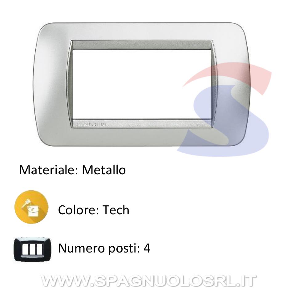 Placca 4 posti Tech serie LivingInternational - BTICINO L4804TE