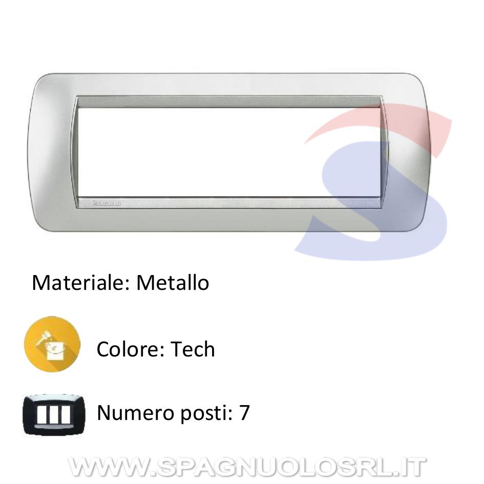 Placca 7 posti colore Tech serie LivingInternational - BTICINO L4807TE
