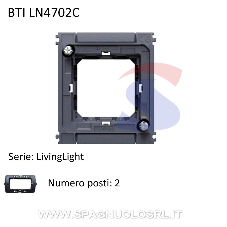 Supporto Bticino 2 moduli con viti serie "Living Light" - BTICINO LN4702C