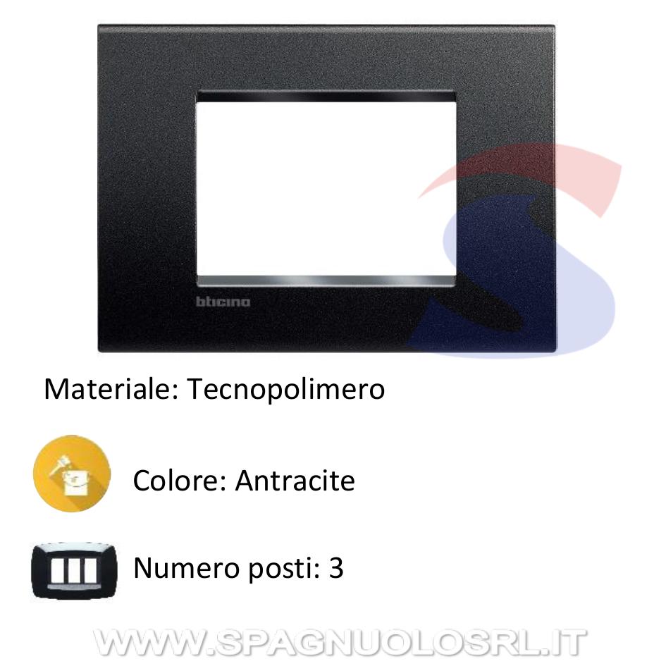 Placca 3 posti colore Antracite serie Livinglight - BTICINO LNA4803AR