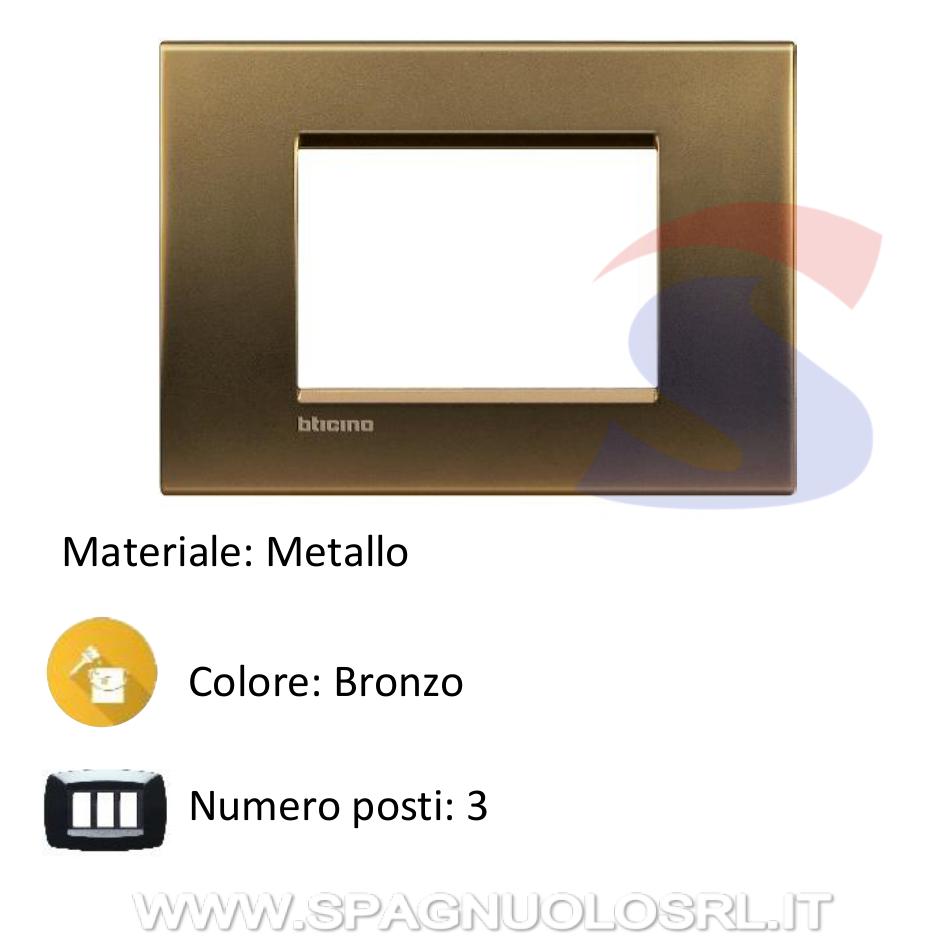 Placca 3 posti colore Bronzo serie Livinglight - BTICINO LNA4803BZ