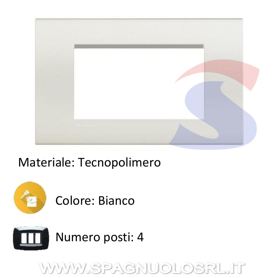 Placca 4 posti colore Bianco serie Livinglight - BTICINO LNA4804BI