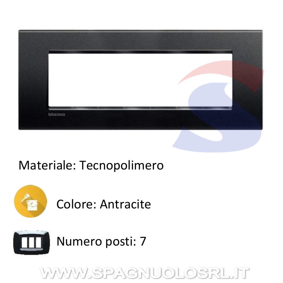 Placca 7 posti colore Antracite serie Livinglight - BTICINO LNA4807AR