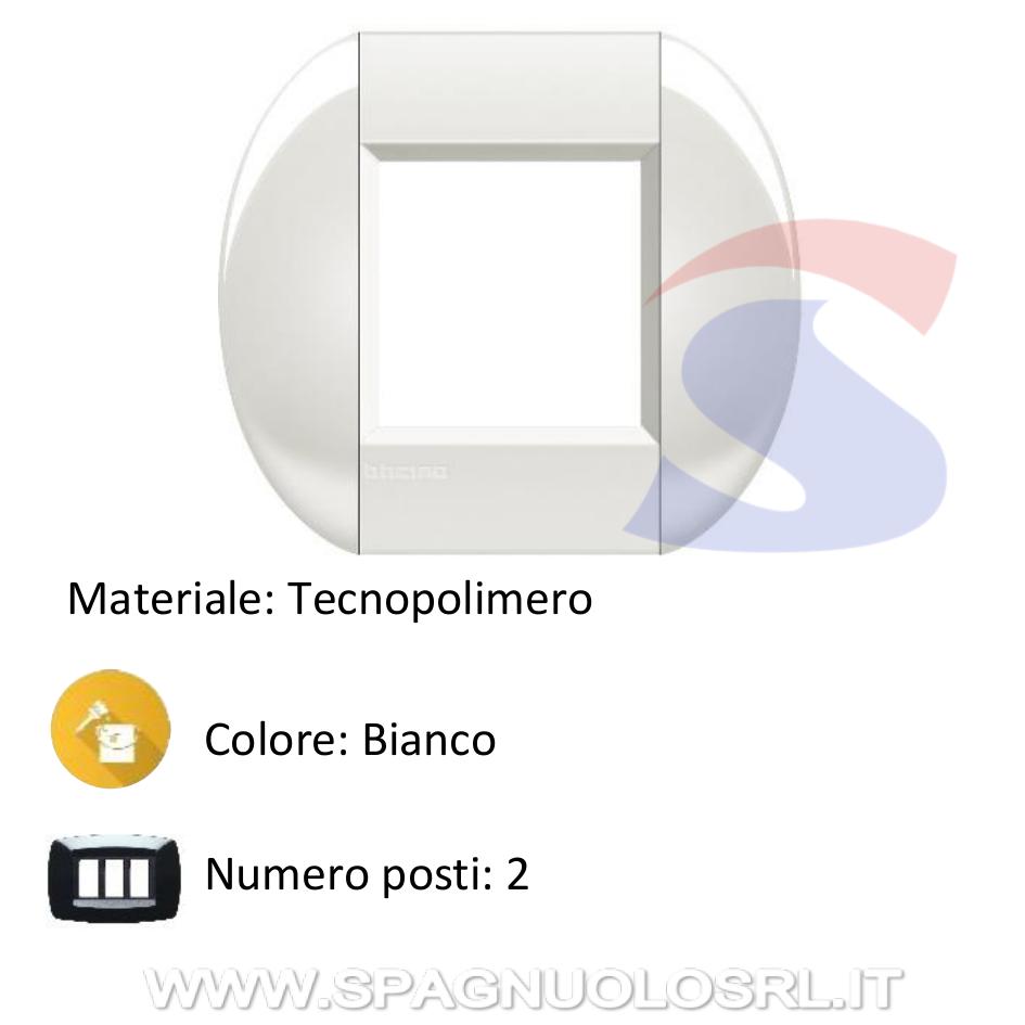 Placca 2 posti colore Bianco serie Livinglight - BTICINO LNB4802BI