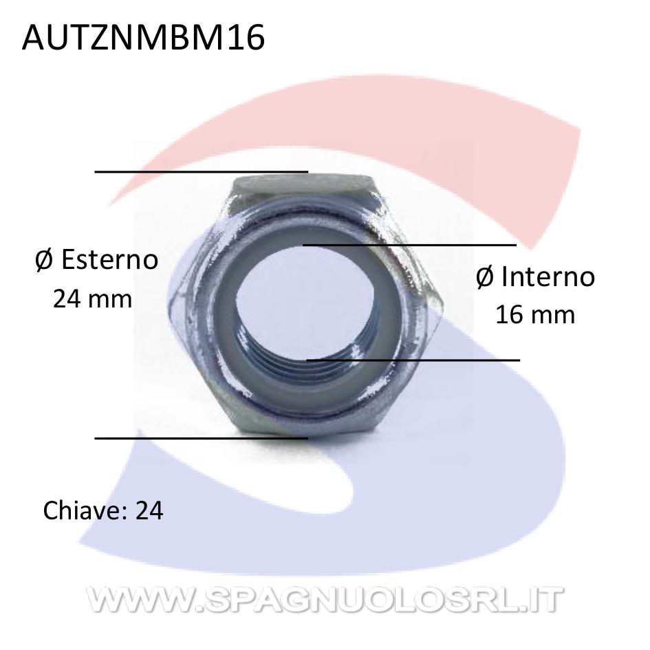 Dado Esagonale Autobloccante Alto Zincato Passo Fine M16 - VITI AUTZNMBM16