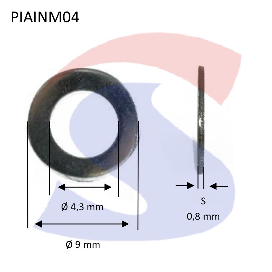 Rondella per Viti e dadi Esagonali (Piana) Inox M4 - VITI PIAINM04