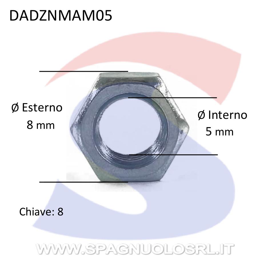 Dado Esagonale Medio Zincato Passo Grosso M5 - VITI DADZNMAM05