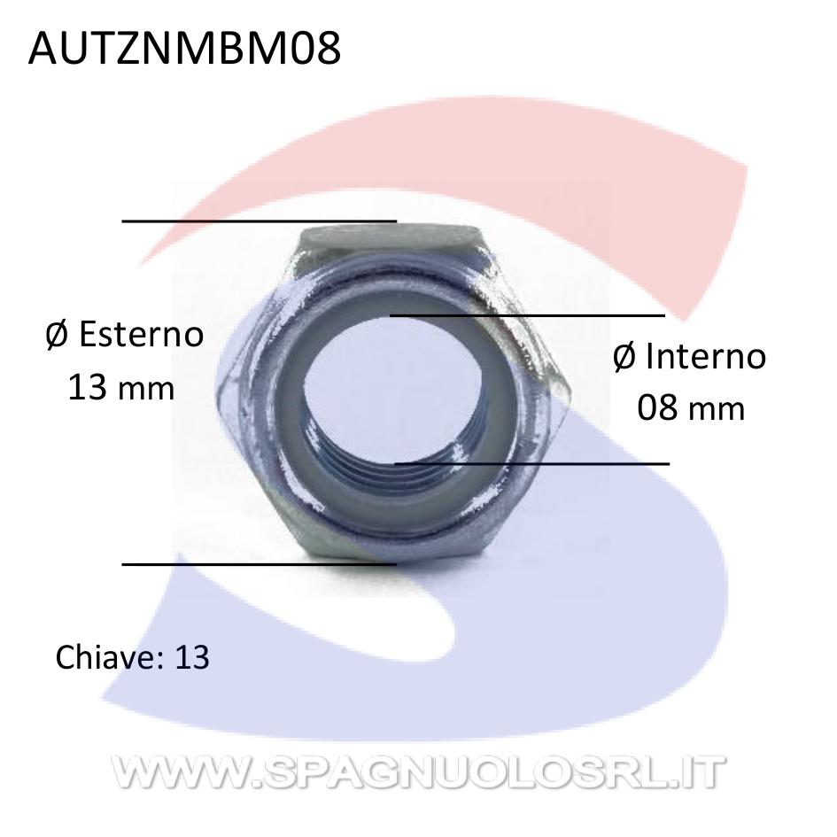 Dado Esagonale Autobloccante Alto Zincato Passo Fine M8 - VITI AUTZNMBM08